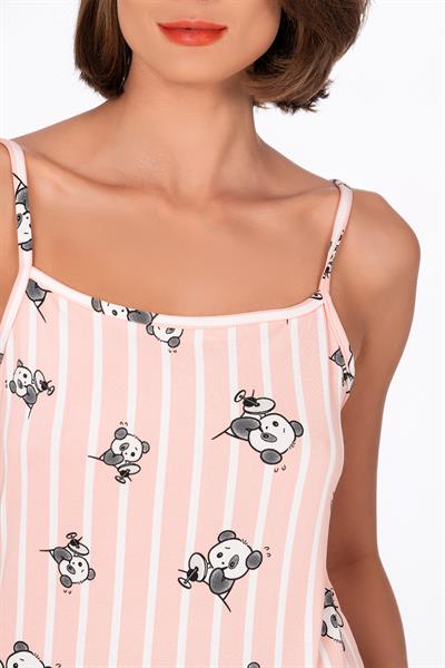 Kadın Panda Desenli İp Askılı Şortlu Pijama Takımı