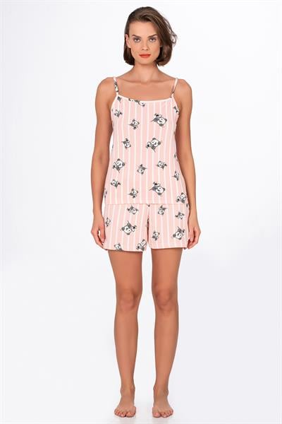 Kadın Panda Desenli İp Askılı Şortlu Pijama Takımı