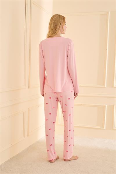 Kadın Milan Genç Bisiklet Yaka Pijama Takımı | Pembe 50902-2398