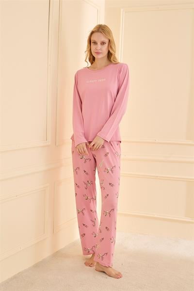 Kadın Milan Genç Bisiklet Yaka Pijama Takımı | Pembe 50902-2360