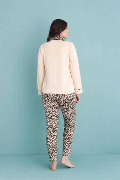 Kadın Milan Genç Önden Düğmeli Pijama Takımı | Açık Kahvrengi 50904-577