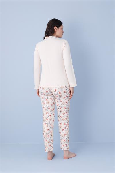 Kadın Milan Genç Önden Düğmeli Pijama Takımı | Bej 50904-1191