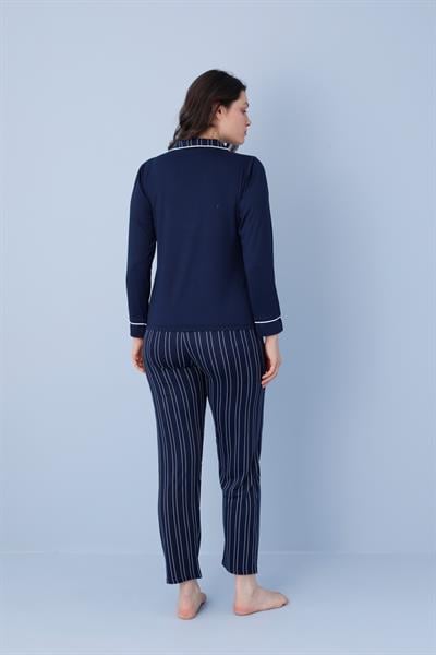 Kadın Milan Genç Önden Düğmeli Pijama Takımı | Lacivert 50904-151