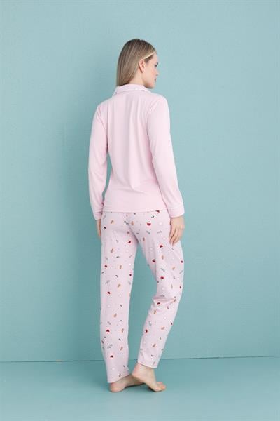Kadın Milan Genç Önden Düğmeli Pijama Takımı | Pembe 50904-679