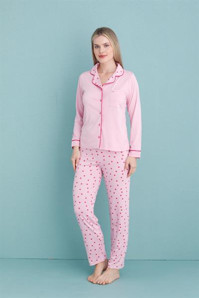 Kadın Milan Genç Önden Düğmeli Pijama Takımı | Pembe 50904-658
