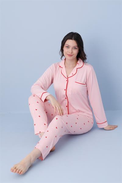 Kadın Milan Genç Önden Düğmeli Pijama Takımı | Somon 50904-119