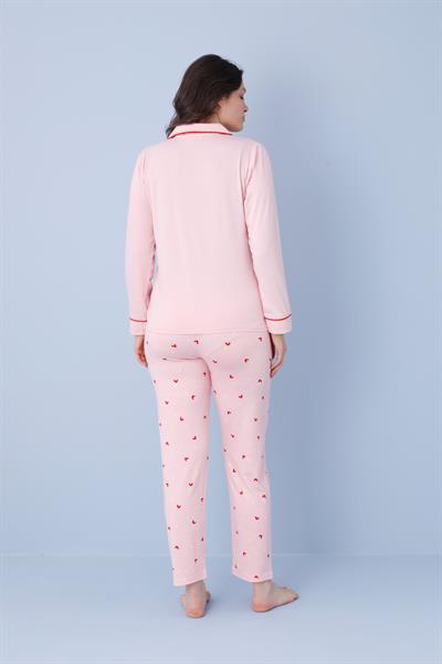 Kadın Milan Genç Önden Düğmeli Pijama Takımı | Somon 50904-119