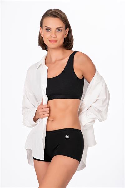Kadın Modal Pamuklu Yumuşak Boxer Şort | Siyah K23920