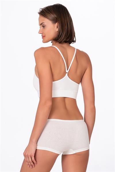 Kadın Modal Pamuklu Yumuşak Boxer Şort | Ekru K23920