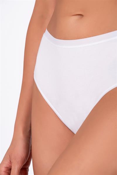 Kadın Pamuklu Likralı Süprem Yüksek Bel Bato Külot | Beyaz K6121