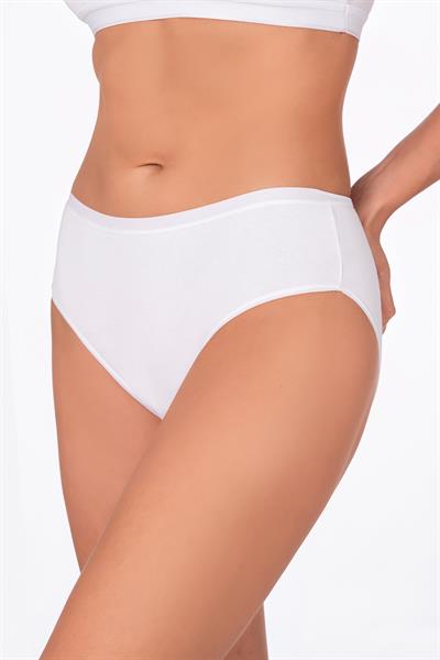 Kadın Pamuklu Likralı Süprem Yüksek Bel Bato Külot | Beyaz K6121