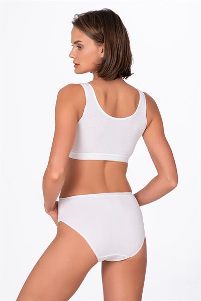 Kadın Pamuklu Likralı Süprem Yüksek Bel Bato Külot | Beyaz K6121