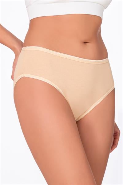 Kadın Pamuklu Likralı Süprem Yüksek Bel Bato Külot | Ten K6121