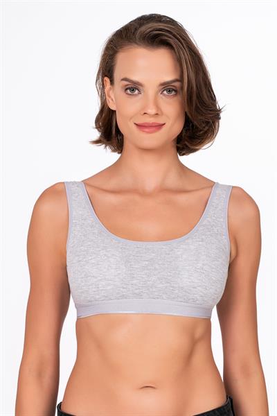 Kadın Pamuklu Kaşkorse Sporcu Sütyen | Gri 5044