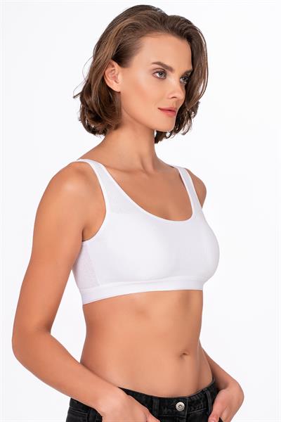 Kadın Pamuklu Kaşkorse Sporcu Sütyen | Beyaz 5044