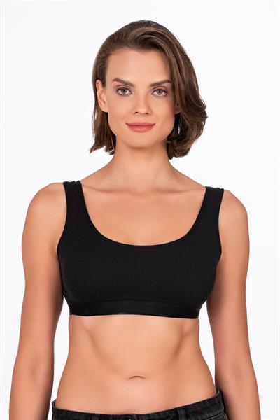 Kadın Pamuklu Kaşkorse Sporcu Sütyen | Siyah 5044