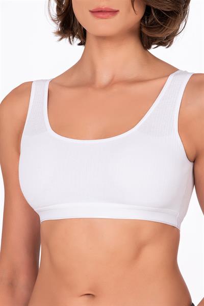 Kadın Pamuklu Kaşkorse Sporcu Sütyen | Beyaz 5044