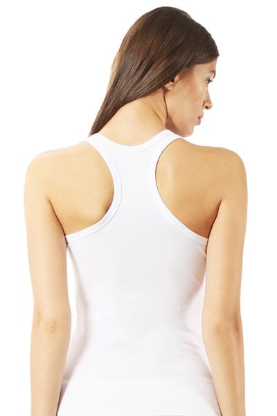 Kadın Pamuklu Likralı Kalın Askılı Sporcu Atlet Beyaz | K7416 