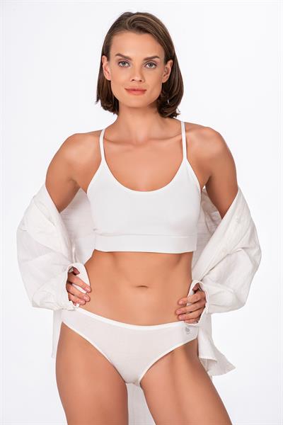 Kadın Pamuklu Modal Slip Külot | Ekru K23924 
