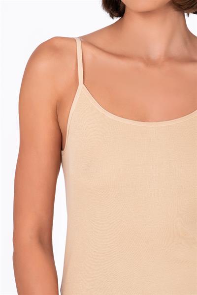 Kadın Pamuklu Ribana Esnek İp Askılı Örme Atlet | Ten K0107