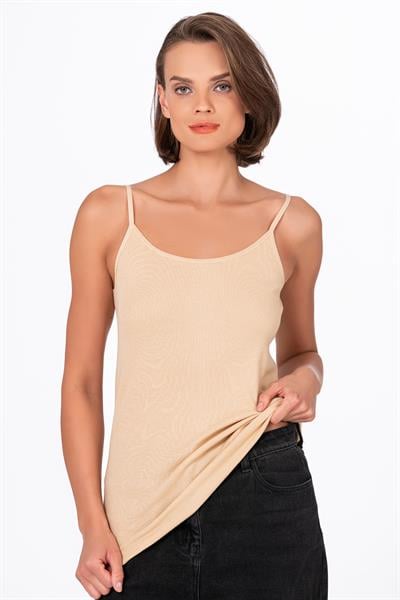 Kadın Pamuklu Ribana İp Askılı Klasik Atlet 3lü Paket – Esnek & Rahat | Ten K0107