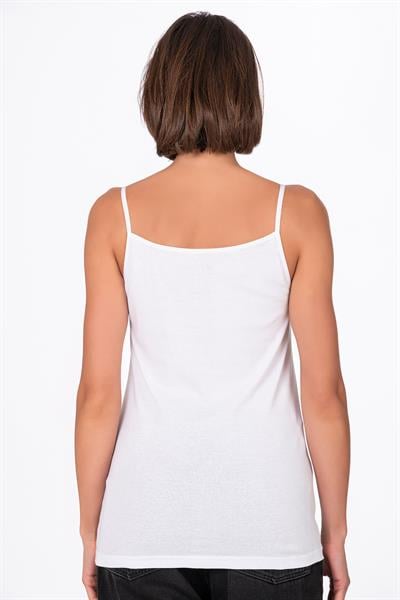 Kadın Pamuklu Ribana İp Askılı Klasik Atlet 3lü Paket – Esnek & Rahat | Beyaz K0107