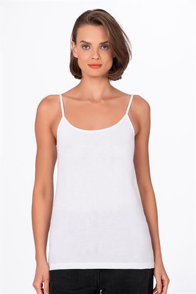 Kadın Pamuklu Ribana İp Askılı Klasik Atlet 3lü Paket – Esnek & Rahat | Beyaz K0107