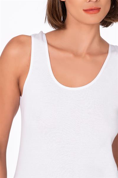 Kadın Pamuklu Ribana Kalın Askılı Atlet 3lü Paket | Beyaz K0111