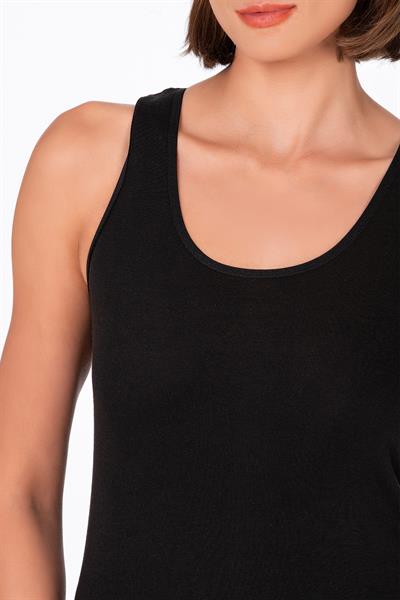 Kadın Pamuklu Ribana Kalın Askılı Atlet 3lü Paket | Siyah K0111