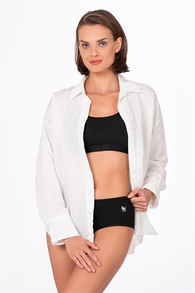 Kadın Pamuklu Yüksek Bel Bato Modal Külot | Siyah K23922