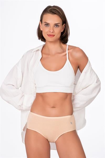 Kadın Pamuklu Yüksek Bel Bato Modal Külot | Ten K23922