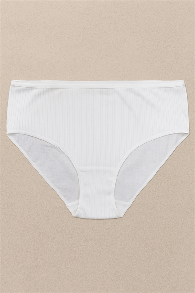 Kadın Fitilli Ribana Pamuklu Bato | Beyaz 1025