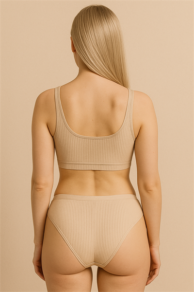 Kadın Fitilli Ribana Pamuklu Bato | Siyah 1025