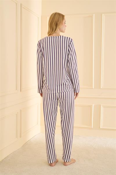 Kadın Sandy Genç Bisiklet Yaka Pijama Takım | Lila 19104-2220