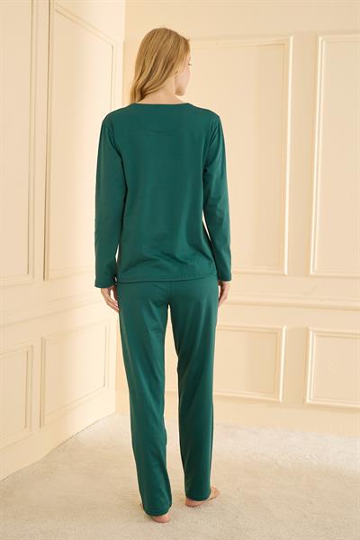 Kadın Sandy Genç Bisiklet Yaka Pijama Takım | Yeşil 19104-2214