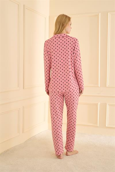 Kadın Sandy Genç Önden Düğmeli Pijama Takımı | Pudra 19103-261