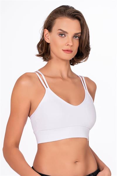 Kadın Sırt Detaylı Kaplı Spor Sütyen | Beyaz
