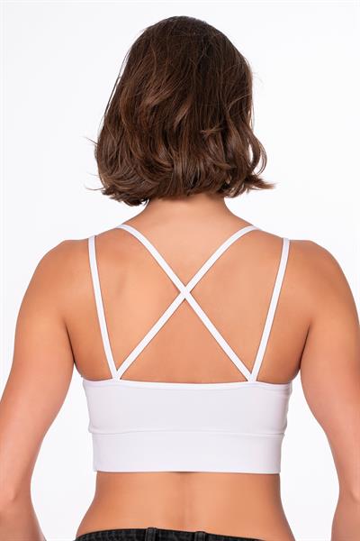 Kadın Sırt Detaylı Kaplı Spor Sütyen | Beyaz