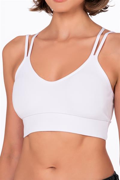 Kadın Sırt Detaylı Kaplı Spor Sütyen | Beyaz