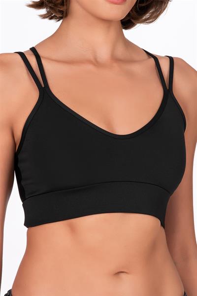 Kadın Sırt Detaylı Kaplı Spor Sütyen | Siyah