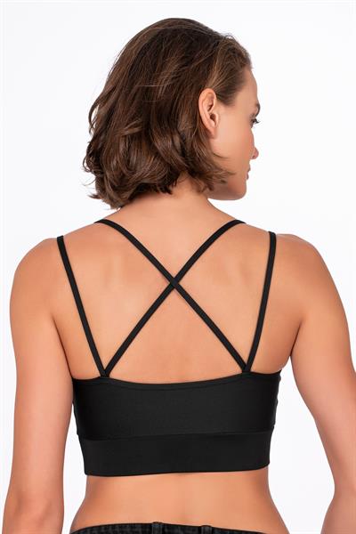 Kadın Sırt Detaylı Kaplı Spor Sütyen | Siyah