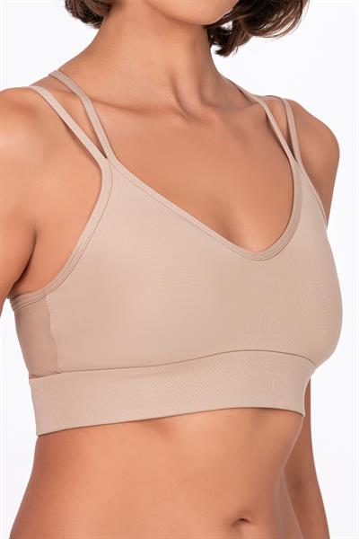 Kadın Sırt Detaylı Kaplı Spor Sütyen | Ten