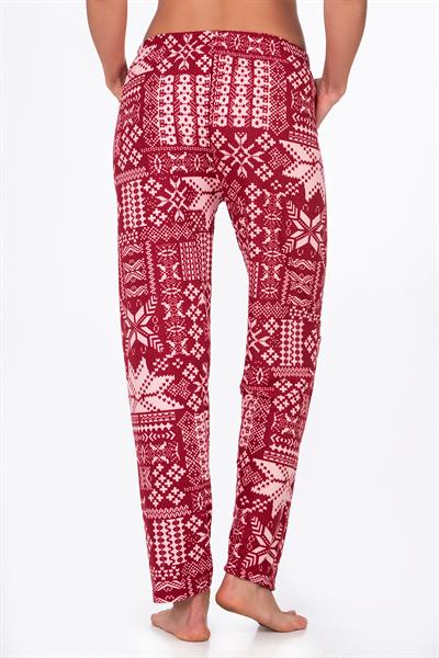 Kadın Süet Kış Desenli Pijama Tek Alt