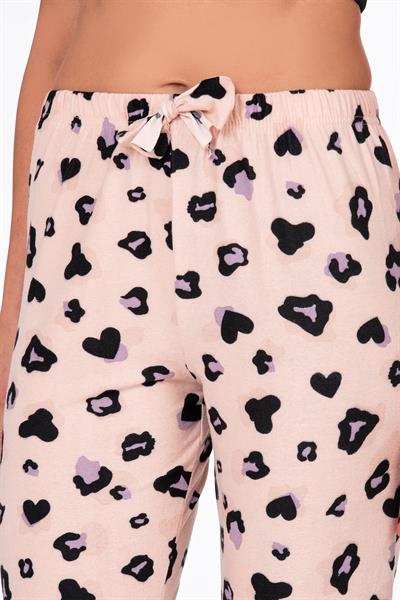 Kadın Süet Leopar Desenli Pijama Tek Alt