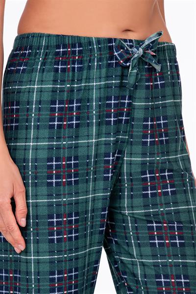 Kadın Süet Kareli Pijama Tek Alt