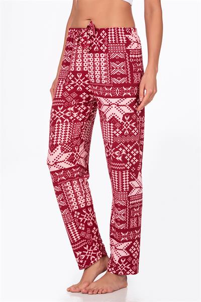 Kadın Süet Kış Desenli Pijama Tek Alt