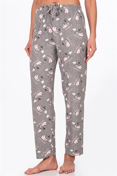 Kadın Süet Kedi Desenli Pijama Tek Alt