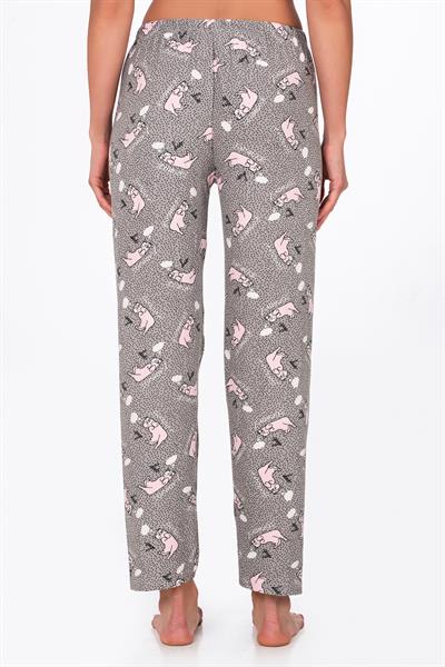 Kadın Süet Kedi Desenli Pijama Tek Alt