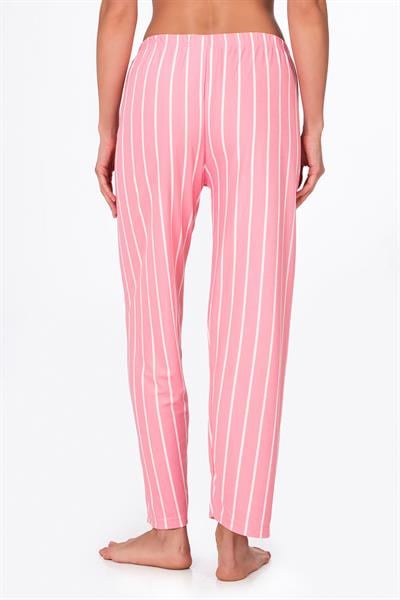 Kadın Süet Pembe Çizgili Pijama Tek Alt