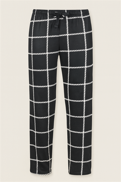 Kadın Süet Pijama Tek Alt | Ekose Siyah